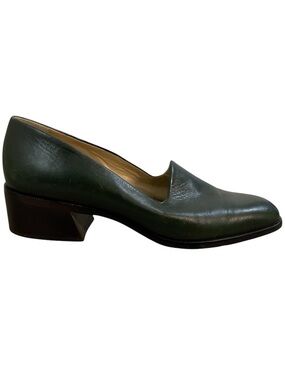 Y2K Nine West Green Leather Loafers Women’s 7.5 Preppy Classic Chic Old Money